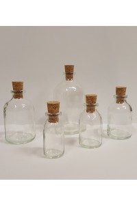 Pudele, no caurspīdīga soda-lime stikla (ar korki)