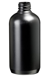 Pudele ar platu kaklu, melnas krāsas, HDPE